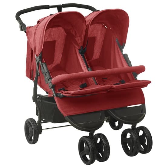 Tvillingvagn Röd Stål - 3