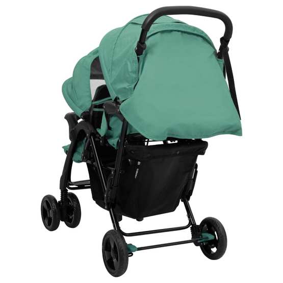 Tandem Tvillingvagn Grön Stål