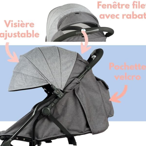 Bambisol Yuko² stadsvagn - från födseln - 1-handsvikning - Eco Heather Grey