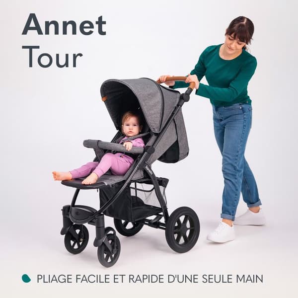 Poussette canne för alla terränger LIONELO Annet Tour - Upp till 22 kg - Stora hjul - Tillbehör - Grön