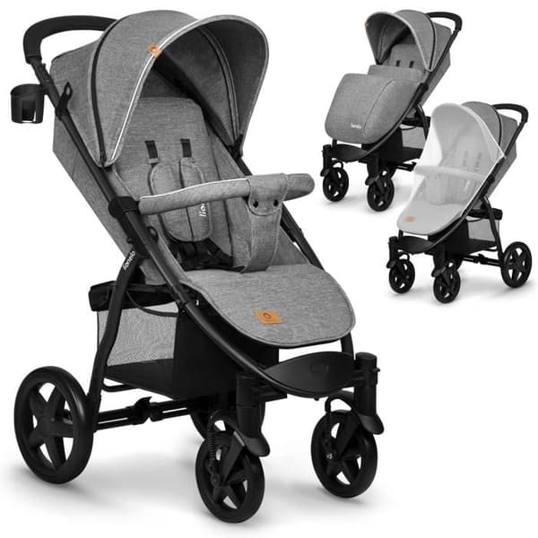 Poussette canne allt terräng LIONELO Annet Plus - Upp till 22 kg - Stora hjul - Tillbehör - Grå