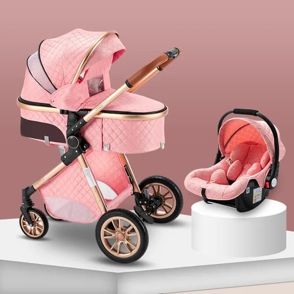 Baby klapvogn, multifunktionel, let at folde sammen., Pink