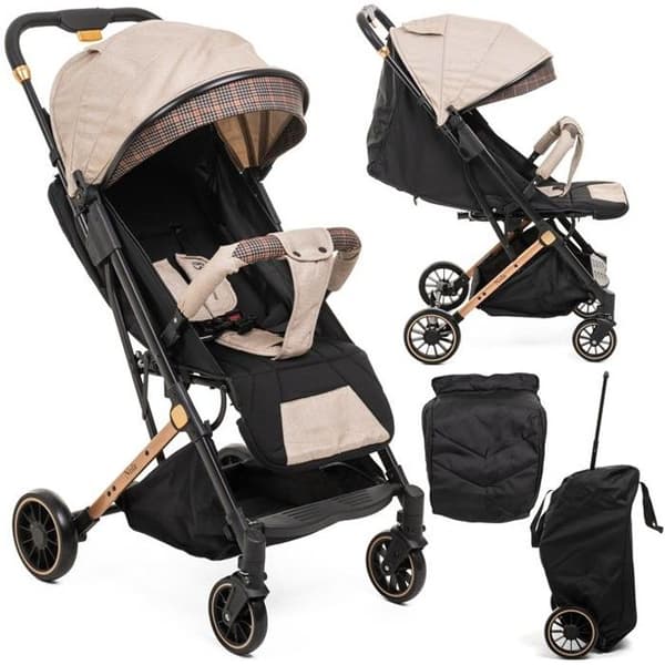 Bebelissimo - Ultra Compact City Barnvagn - Från 0 till 36 månader - Nola - beige