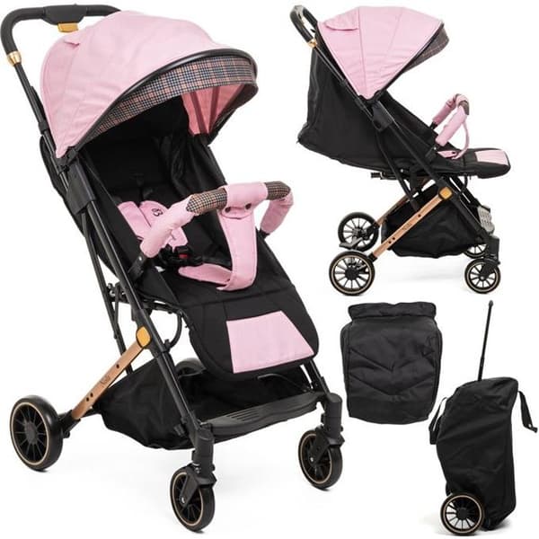 Bebelissimo - Ultra Compact City Barnvagn - Från 0 till 36 månader - Nola - rosa
