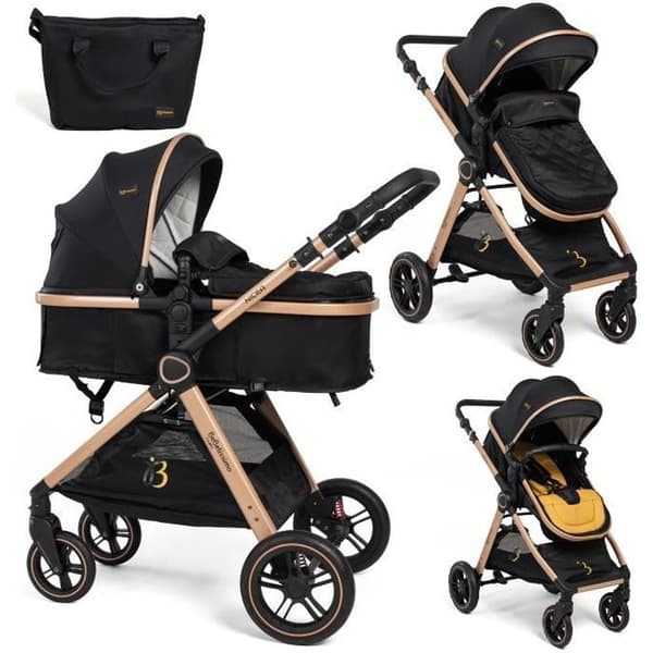Bebelissimo - Transformerbar barnvagn - kombinerad - cabriolet - 2 i 1 - vikt 0-22kg - Nicea - guld