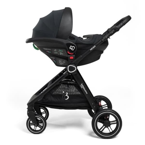 BEBELISSIMO - 3 i 1 trio kombinerad barnvagn - I-storlek 40-87cm bilbarnstol - liggdel - från födseln - upp till 22 kg - Nicea - grå