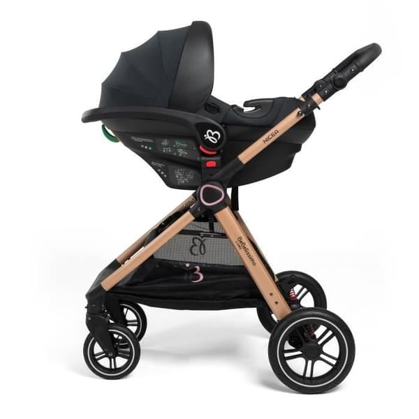 BEBELISSIMO - 3 i 1 trio kombinerad barnvagn - I-storlek 40-87cm bilbarnstol - liggdel - från födseln - upp till 22 kg - Nicea - rosa