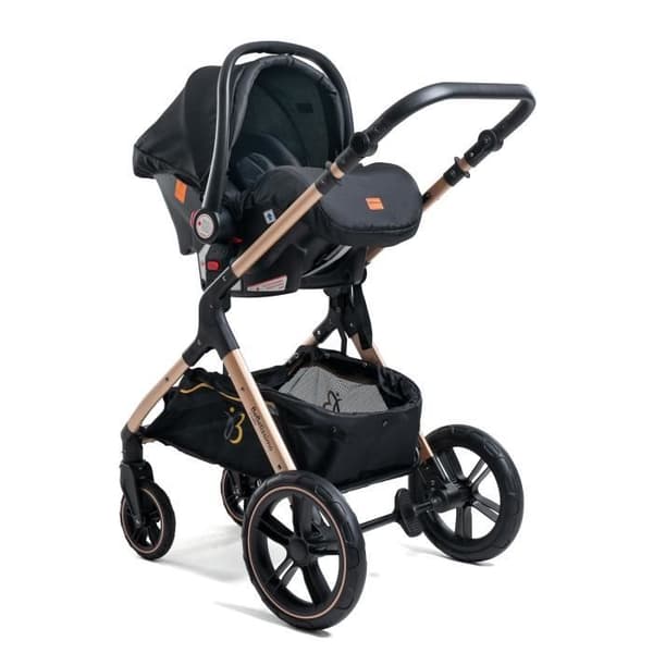 BEBELISSIMO - 3 i 1 trio kombinerad barnvagn - 0m bilbarnstol - liggdel - från födseln - upp till 22 kg - Premium - svart
