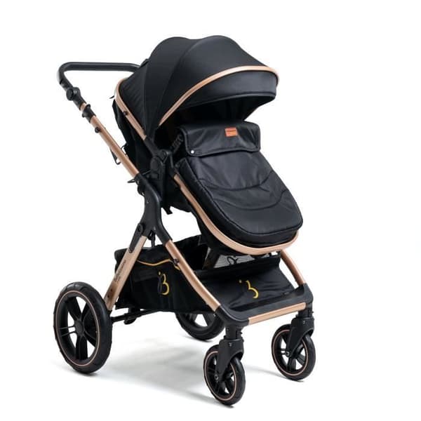 BEBELISSIMO - 3 i 1 trio kombinerad barnvagn - 0m bilbarnstol - liggdel - från födseln - upp till 22 kg - Premium - svart
