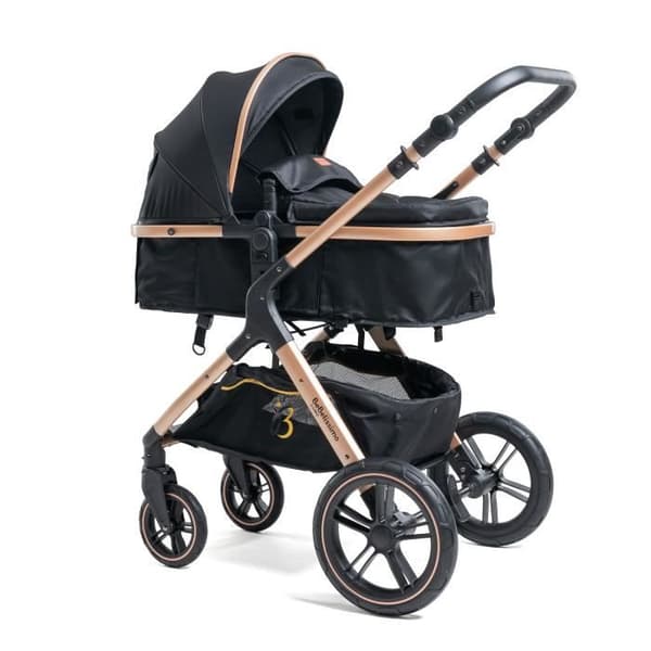 BEBELISSIMO - 3 i 1 trio kombinerad barnvagn - 0m bilbarnstol - liggdel - från födseln - upp till 22 kg - Gold Edition