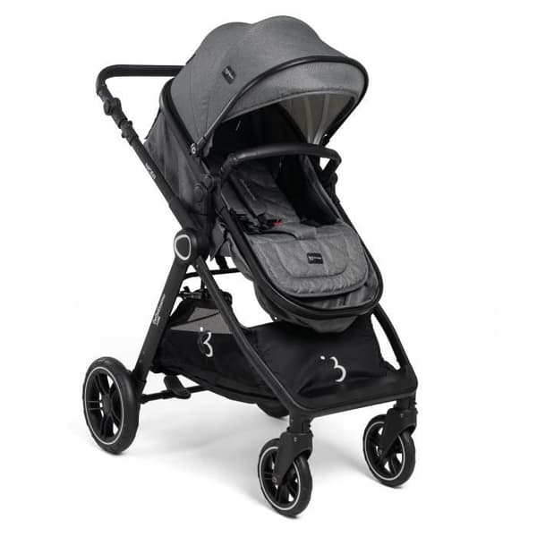 BEBELISSIMO - 3 i 1 trio kombinerad barnvagn - 0m bilbarnstol - liggdel - från födseln - upp till 22 kg - Nicea - grå