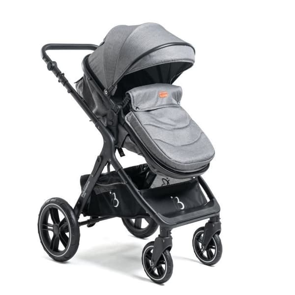 BEBELISSIMO - 3 i 1 trio kombinerad barnvagn - 0m bilbarnstol - liggdel - från födseln - upp till 22 kg - Premium - grå