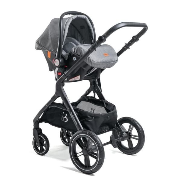 BEBELISSIMO - 3 i 1 trio kombinerad barnvagn - 0m bilbarnstol - liggdel - från födseln - upp till 22 kg - Premium - grå