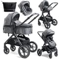 Miniatyrbild 1 av 4: BEBELISSIMO - 3 i 1 trio kombinerad barnvagn - 0m bilbarnstol - liggdel - från födseln - upp till 22 kg - Premium - grå