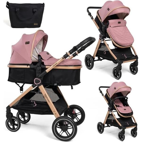 Bebelissimo - Cabriolet vagn - kombinerad - Cabriolet - 2 i 1 - vikt 0-22kg - Nicea - rosa