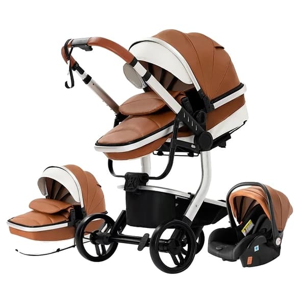 Nyfødt barnevogn, luksusdesign, let og bærbar, V9-BLACKGOLD 518-Khaki