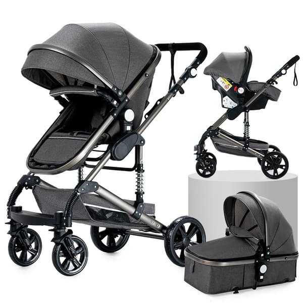 Vauvanvaunut, 3-in-1-malli, kannettava ja taitettava, V9-LIGHTGREY