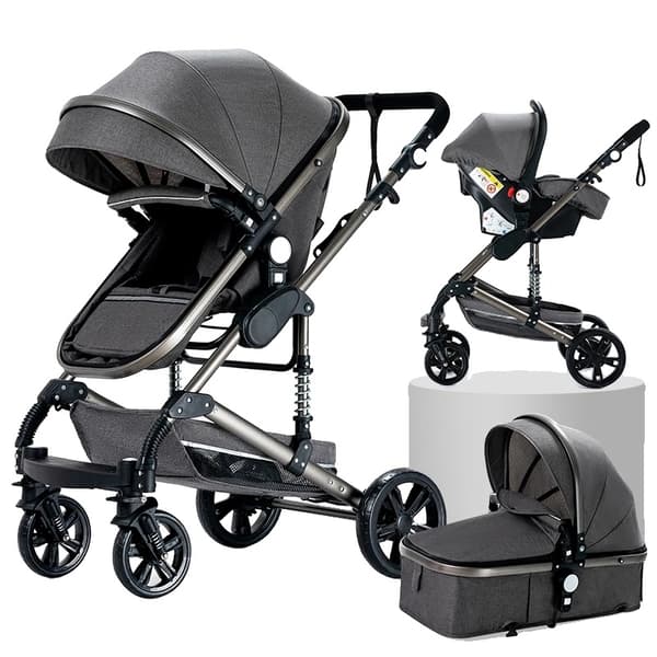 Vauvanvaunut, 3-in-1-malli, kannettava ja taitettava, V9-LIGHTGREY