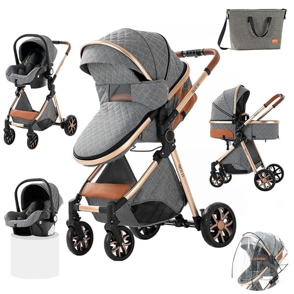 Vauvanvaunut, 3-in-1-malli, kannettava ja taitettava, V9-LIGHTGREY