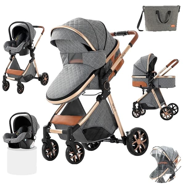 Vauvanvaunut, 3-in-1-malli, kannettava ja taitettava, V9-LIGHTGREY