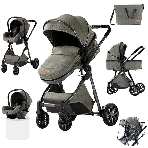 Vauvanvaunut, 3-in-1-malli, kannettava ja taitettava, V9-LIGHTGREY