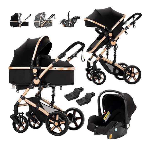 Barnevogn, 3 i 1 design, høj landskabsfunktion, 518-Rød