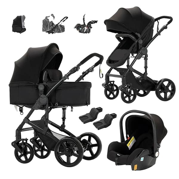 Barnevogn, 3 i 1 design, høj landskabsfunktion, 518-Rød
