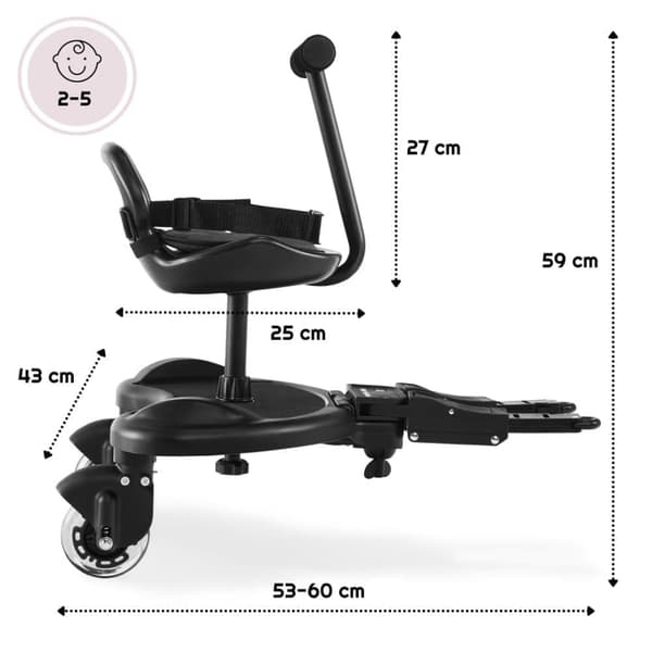 Moby-System Universal Extension til Mr Buggy 2in1 klapvogn med sæde og LED hjul