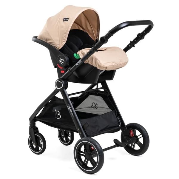 BEBELISSIMO - 3 i 1 trio kombinerad barnvagn - 0m bilbarnstol - barnvagn - från födseln - upp till 22 kg - Nicea - Beige