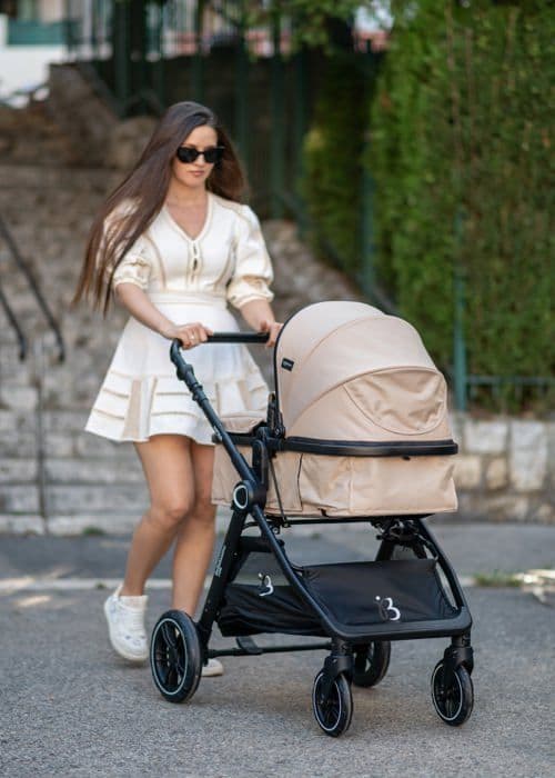 BEBELISSIMO - 3 i 1 trio kombinerad barnvagn - 0m bilbarnstol - barnvagn - från födseln - upp till 22 kg - Nicea - Beige