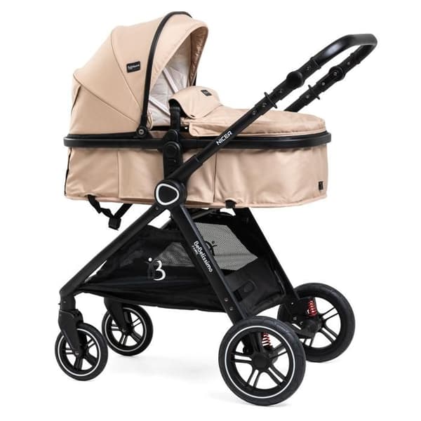 BEBELISSIMO - 3 i 1 trio kombinerad barnvagn - 0m bilbarnstol - barnvagn - från födseln - upp till 22 kg - Nicea - Beige
