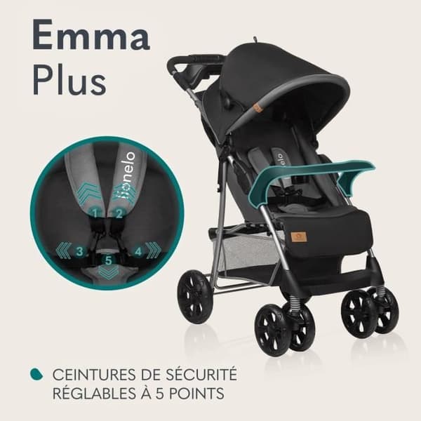 LIONELO Emma - Kompakt barnvagn - Från 6 till 36 månader - 5-punkts säkerhetsbälte - väska tillbehör ingår - Rosa