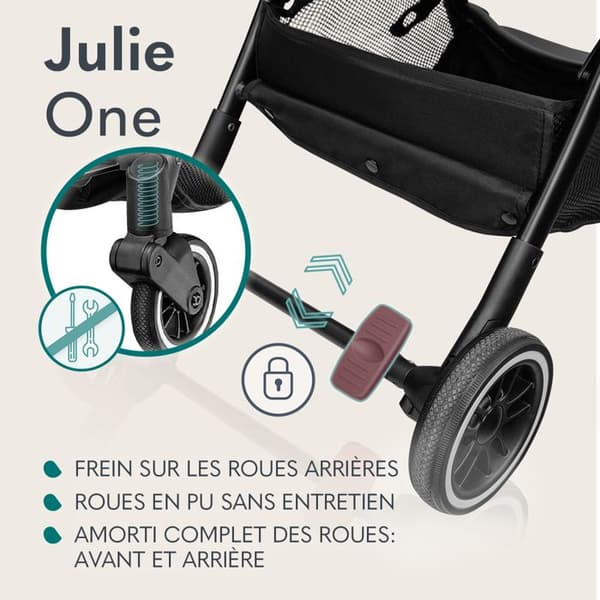 Kompakt paraplyvagn LIONELO Julie One - Upp till 22 kg - Lätt och hopfällbar - Tillbehör - Grön