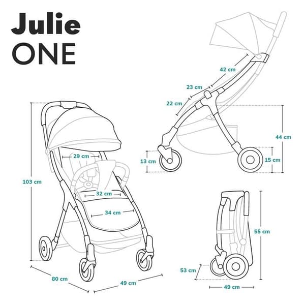 Kompakt paraplyvagn LIONELO Julie One - Upp till 22 kg - Lätt och hopfällbar - Tillbehör - Grön
