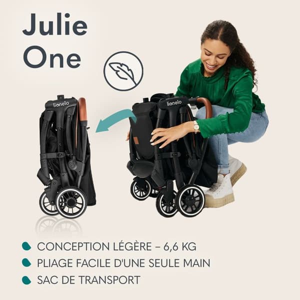 Kompakt paraplyvagn LIONELO Julie One - Upp till 22 kg - Lätt och hopfällbar - Tillbehör - Grön