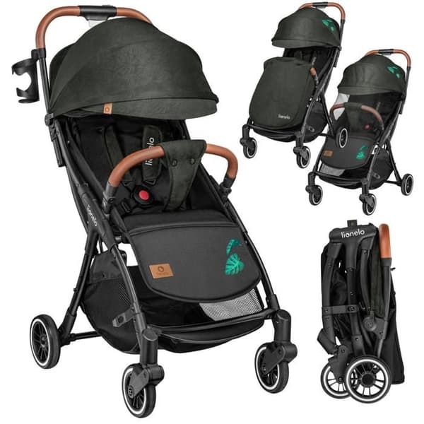 Kompakt paraplyvagn LIONELO Julie One - Upp till 22 kg - Lätt och hopfällbar - Tillbehör - Grön
