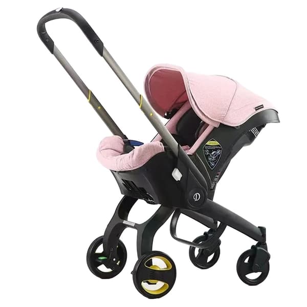 4 i 1 Barnvagn, Lättviktsdesign, CE-certifierad säkerhet,RÖD Rosa