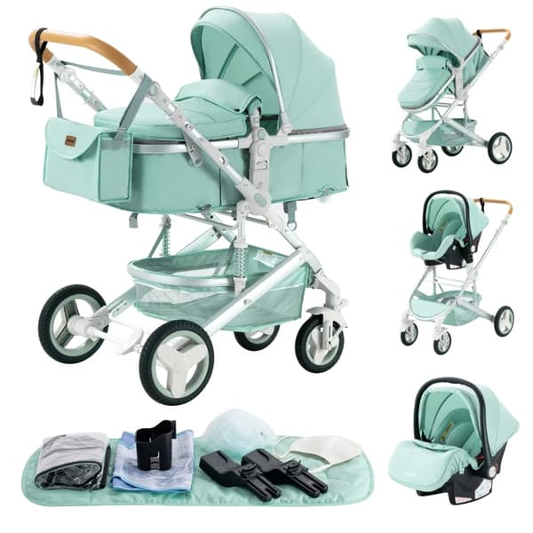 Luksusvauva-vaunu, 3-in-1-toiminnallisuus, helppo taittaa,530 khaki