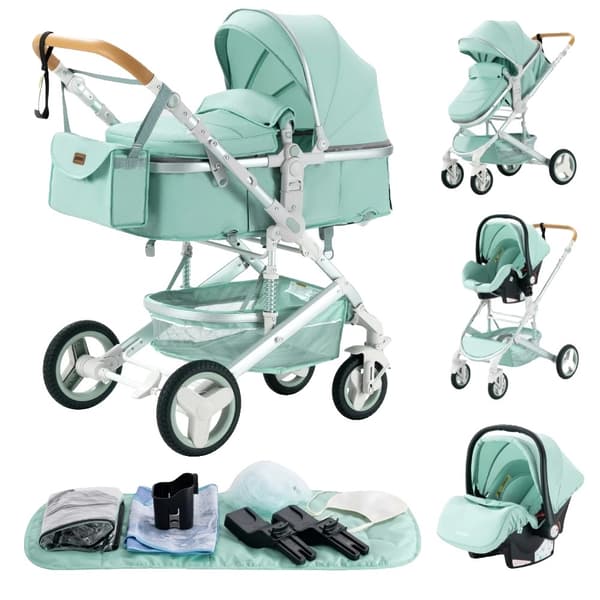 Luksusvauva-vaunu, 3-in-1-toiminnallisuus, helppo taittaa,530 khaki