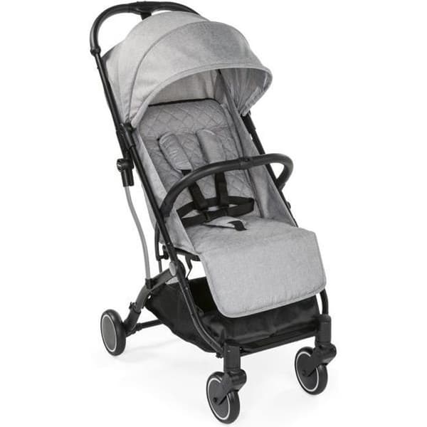 CHICCO Trolley Me - Kompakt hopfällbar vagn - Från 0 till 15 kg - Säkerhetsbygel - Grå