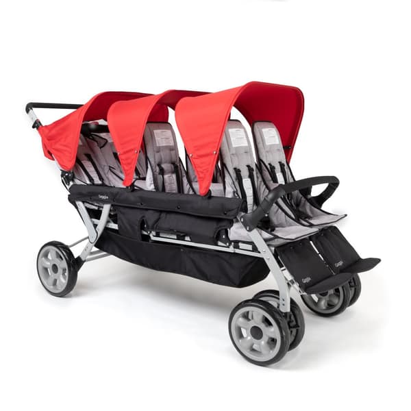 GAGGLE Jamboree Barnvagn för 6 barn | Buggy med soltak i Blå | 6 personers vagn hopfällbar för barn i åldern 6 månader till 4 år