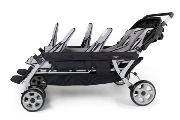 GAGGLE Jamboree Barnvagn för 6 barn | Buggy med soltak i Svart | 6 personers vagn hopfällbar för barn i åldern 6 månader till 4 år