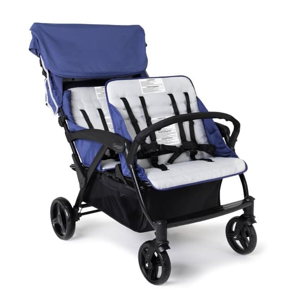 GAGGLE Odyssey 4x4 Quad Barnvagn för 4 barn | Buggy med soltak i Blå/Svart | 4 personers vagn hopfällbar för barn 6 månader till 4 år