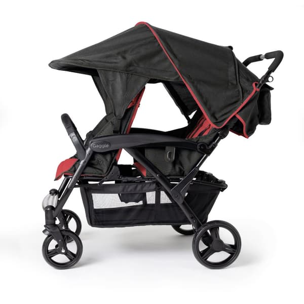 GAGGLE Odyssey 4x4 Quad Barnvagn för 4 barn | Buggy med soltak i Röd / Svart | 4-personers vagn hopfällbar för barn i åldern 6 månader till 4 år