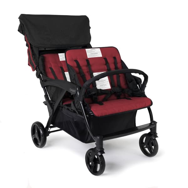 GAGGLE Odyssey 4x4 Quad Barnvagn för 4 barn | Buggy med soltak i Röd / Svart | 4-personers vagn hopfällbar för barn i åldern 6 månader till 4 år