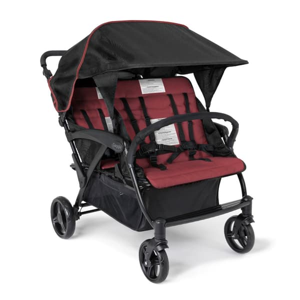 GAGGLE Odyssey 4x4 Quad lastenvaunut 4 lapselle | Lastenvaunut aurinkokatoksella punaisella / mustalla | 4-paikkaiset kokoontaitettavat rattaat 6
