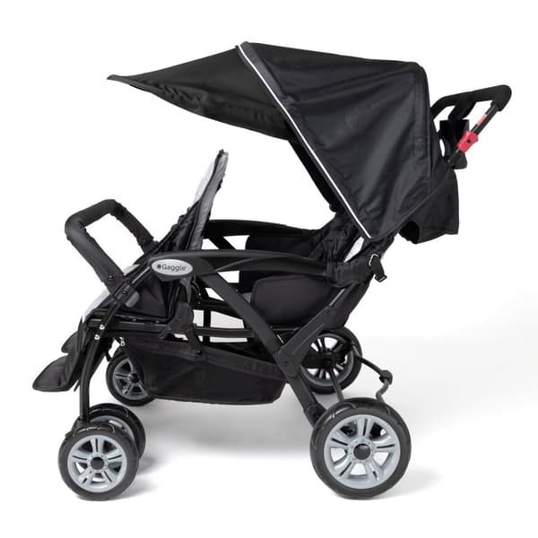 GAGGLE Compass 4x4 Quad Barnvagn för 4 barn | Buggy med justerbart bälte &amp; soltak i svart | 4-personers vagn hopfällbar för barn i åldern 6