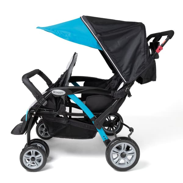 GAGGLE Compass 4x4 Quad Barnvagn för 4 barn | Buggy med justerbart bälte & soltak i Blå/Svart | 4-personers hopfällbar vagn för barn i åldern 6