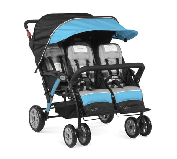GAGGLE Compass 4x4 Quad -lastenrattaat 4 lapselle | Lastenrattaat säädettävällä vyöllä ja aurinkokatoksella, sininen/musta | 4-paikkaiset