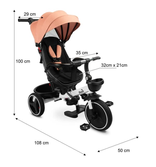 3-HJULIG CYKEL DASH - ROSA